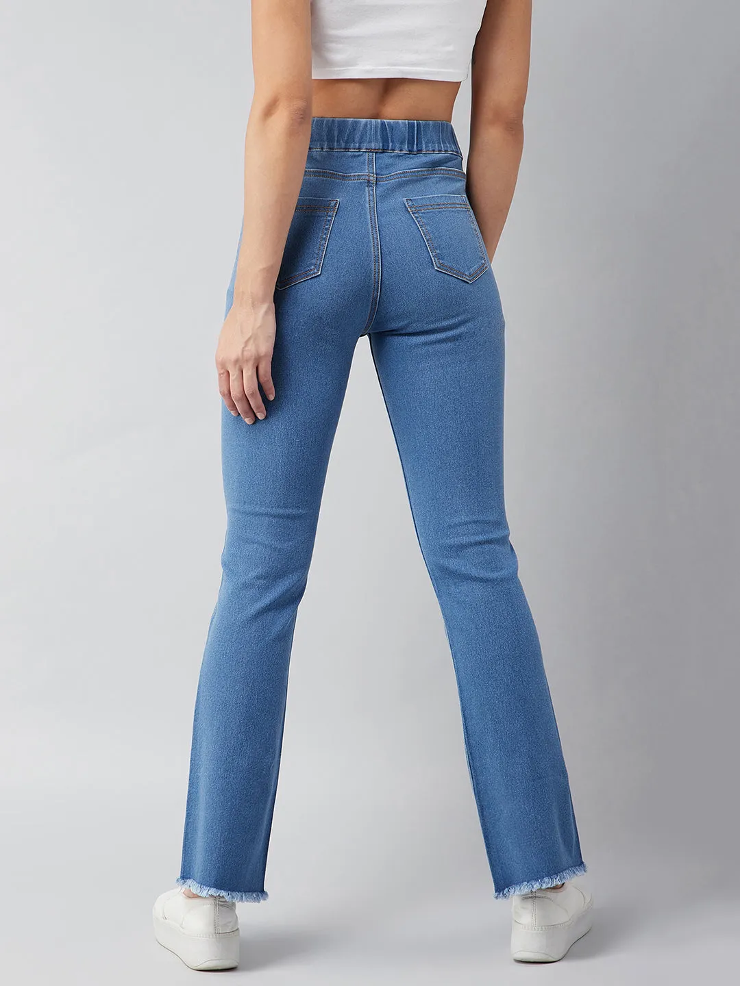 24/7 Comfort Blue Bell-Bottom Semi-Bootcut Hourglass Mid-Rise Stretchable Denim Jeans