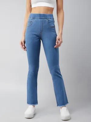 24/7 Comfort Blue Bell-Bottom Semi-Bootcut Hourglass Mid-Rise Stretchable Denim Jeans