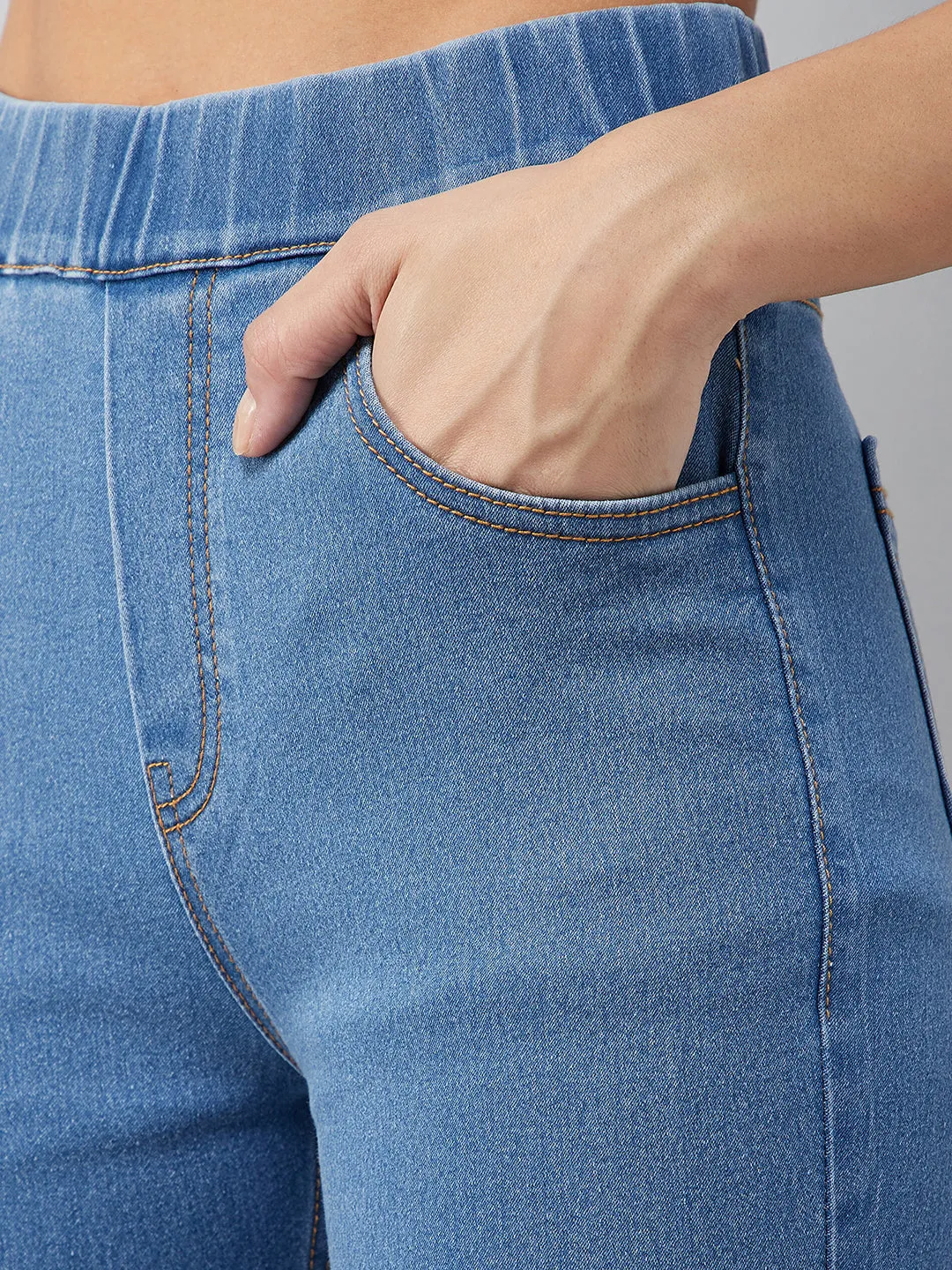 24/7 Comfort Blue Bell-Bottom Semi-Bootcut Hourglass Mid-Rise Stretchable Denim Jeans