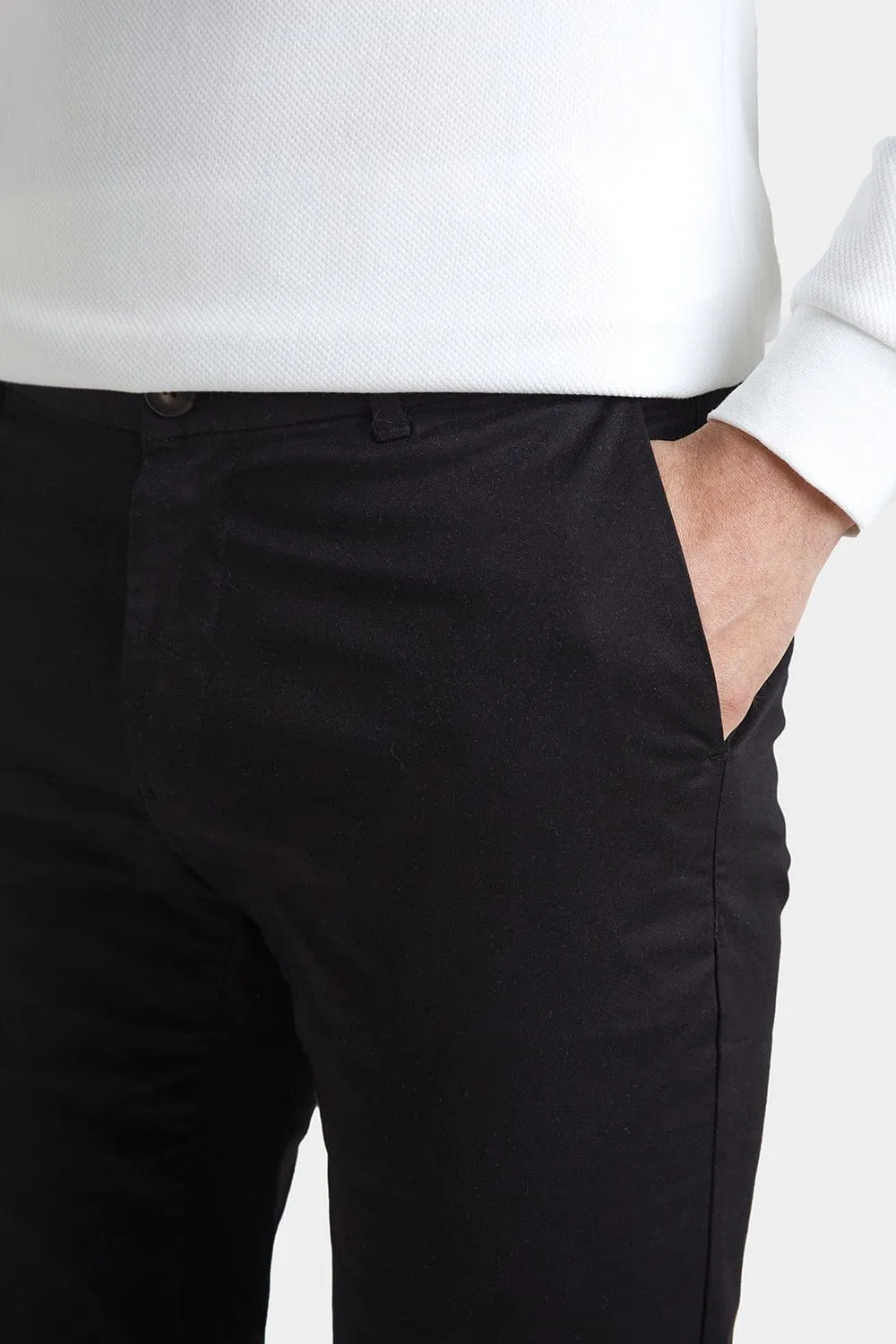 Athletic Fit Cotton Stretch Chino Pants in Black