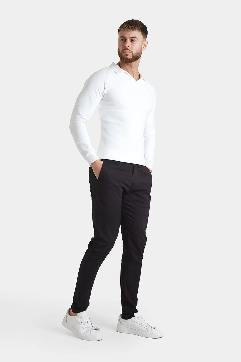 Athletic Fit Cotton Stretch Chino Pants in Black