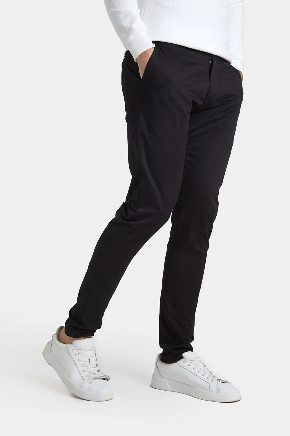 Athletic Fit Cotton Stretch Chino Pants in Black