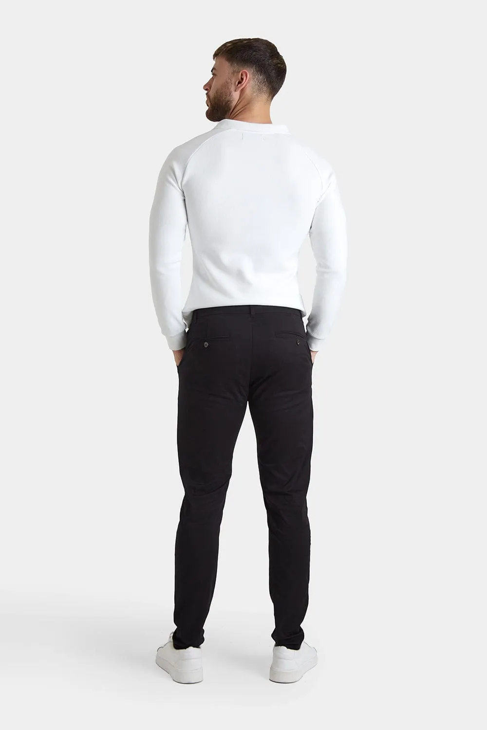 Athletic Fit Cotton Stretch Chino Pants in Black