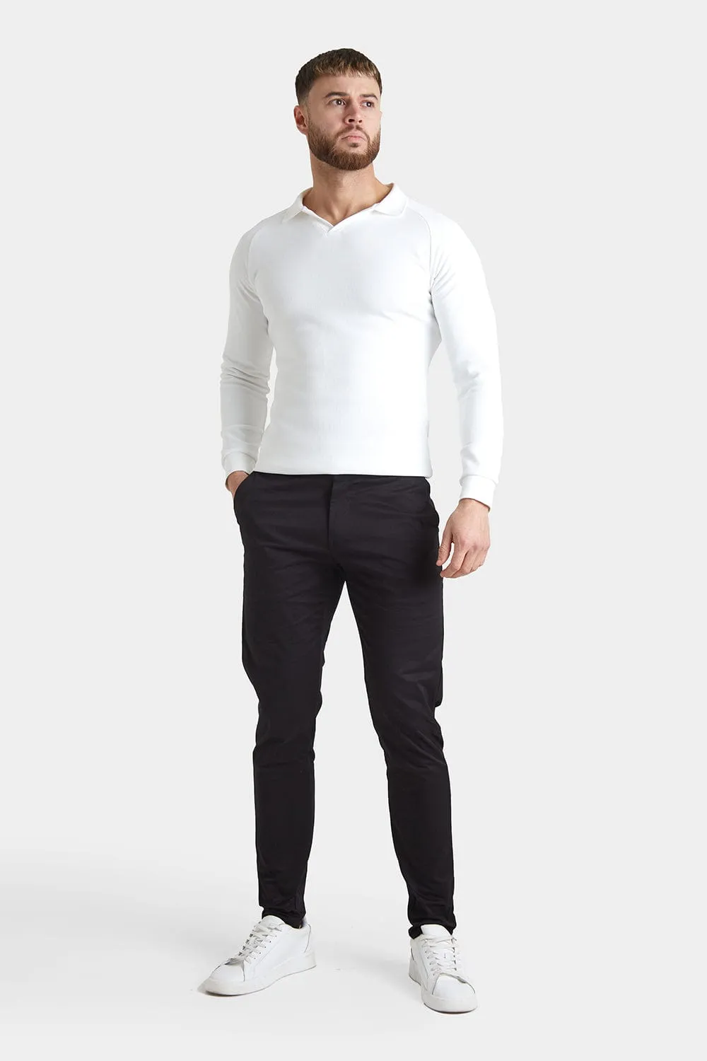 Athletic Fit Cotton Stretch Chino Pants in Black