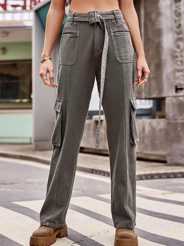 Belted Women Cargo Pants