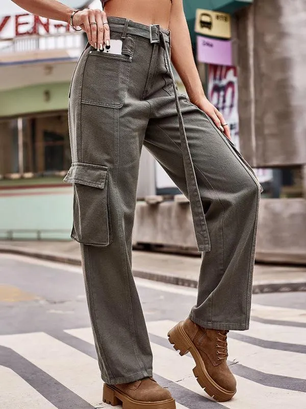 Belted Women Cargo Pants