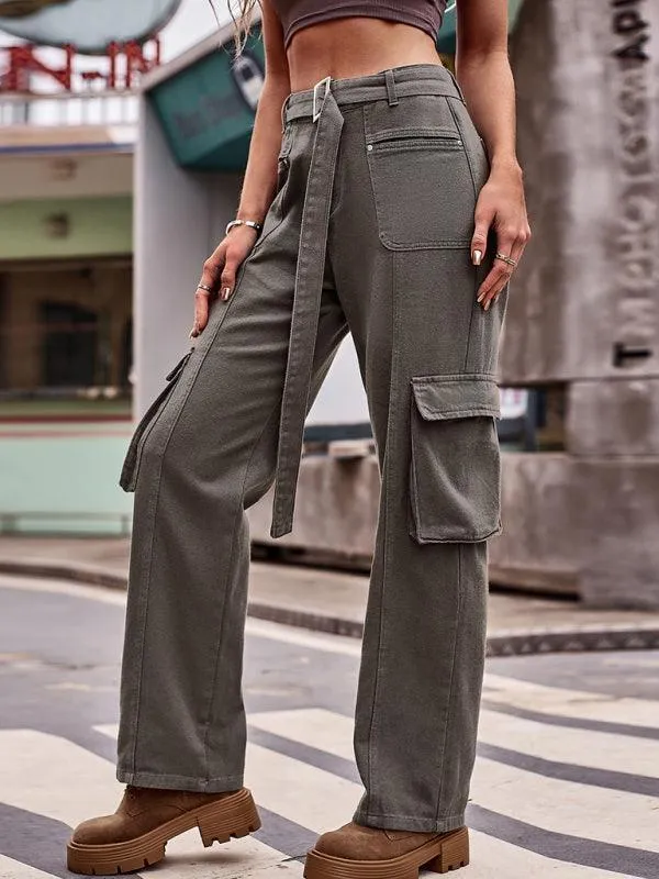 Belted Women Cargo Pants