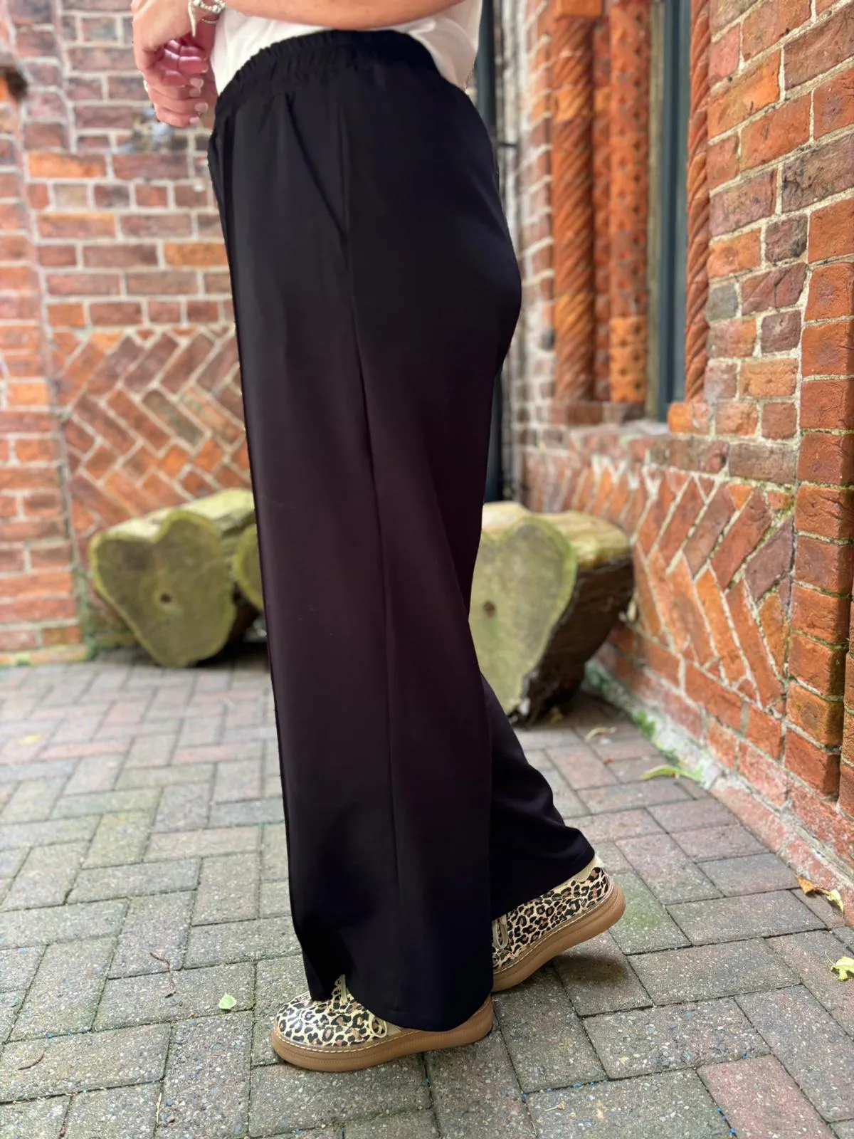 Black Seam Front Pull On Comfort Trousers