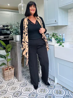 Black Seam Front Pull On Comfort Trousers