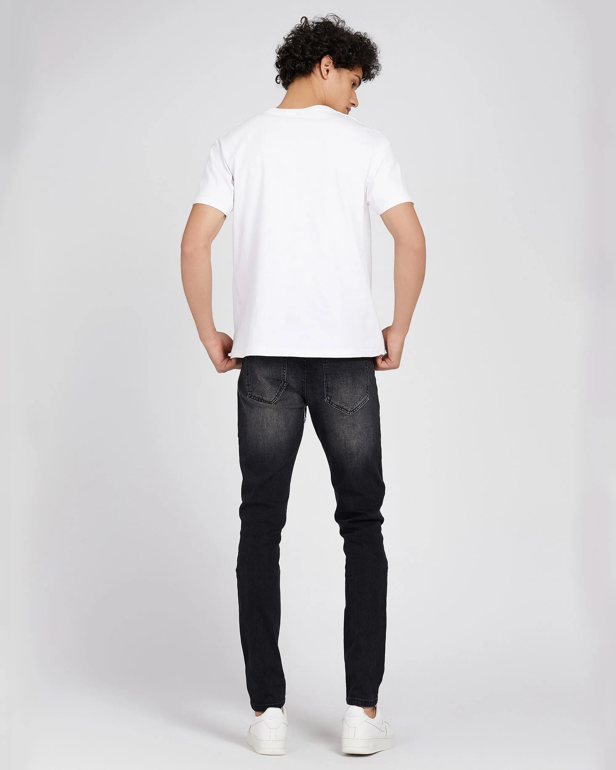 Black Slim Fit Ripped Jeans with Graffiti-Mexico Local Delivery