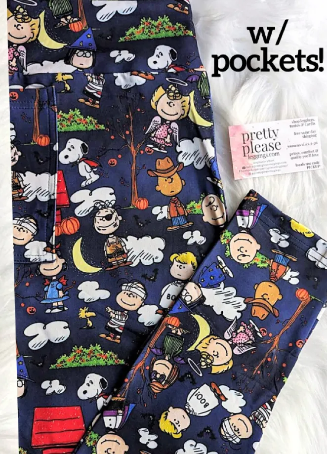 Blue Nutty Gang Great Pumpkin Halloween Super SOFT Leggings Plus Holiday OS TC rts