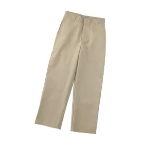 Boys Khaki Flat Front Husky Pants