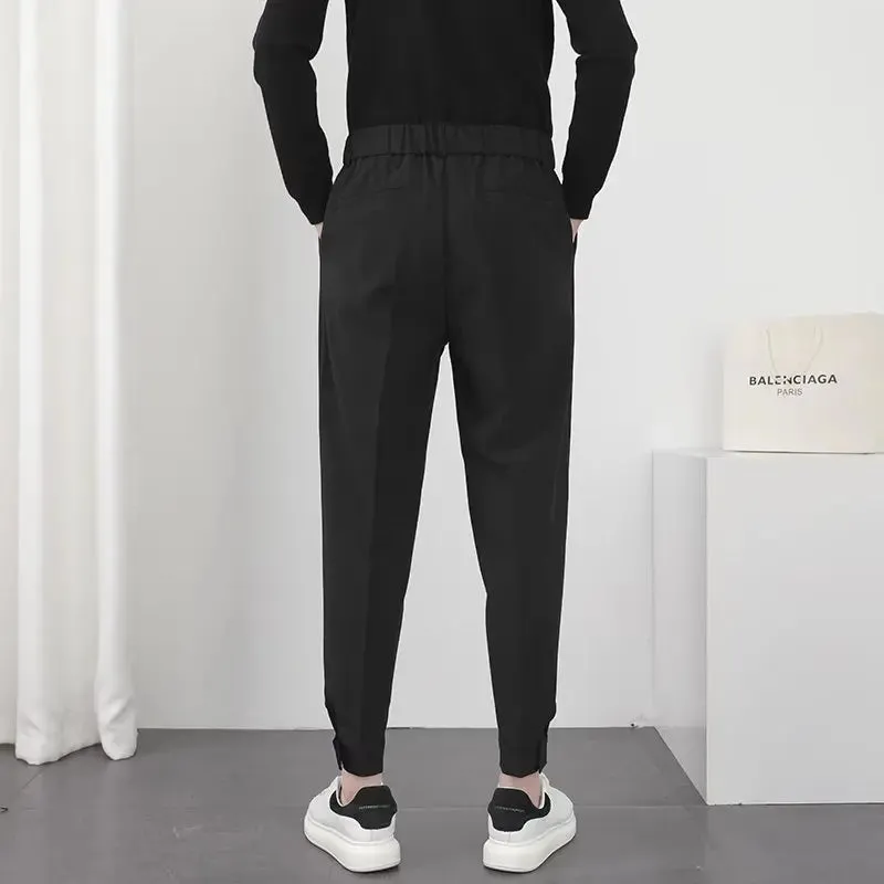 Classic Elastic Waist Solid Trousers