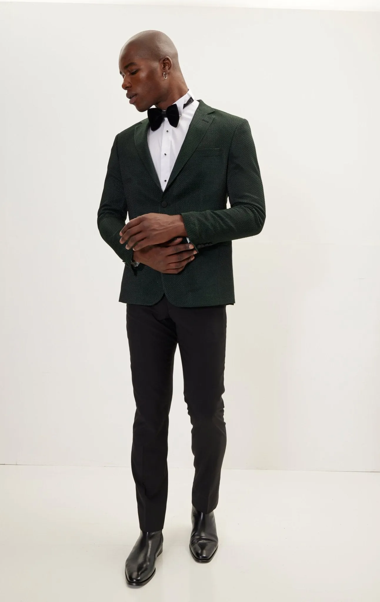 Classic Notch Lapel Dinner Jacket -Jacquard Green