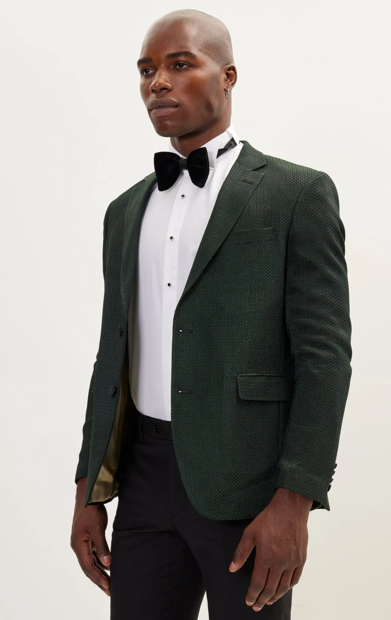 Classic Notch Lapel Dinner Jacket -Jacquard Green