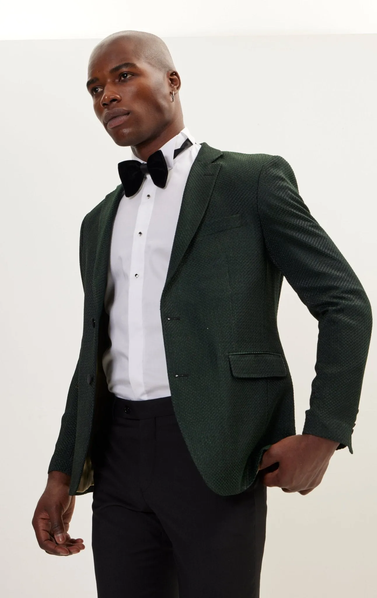 Classic Notch Lapel Dinner Jacket -Jacquard Green