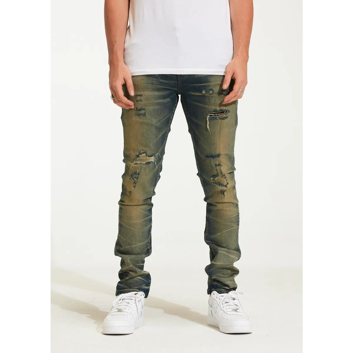 Crysp Denim Atlantic Blue Sand Ripped Jeans (CRYH22-204)