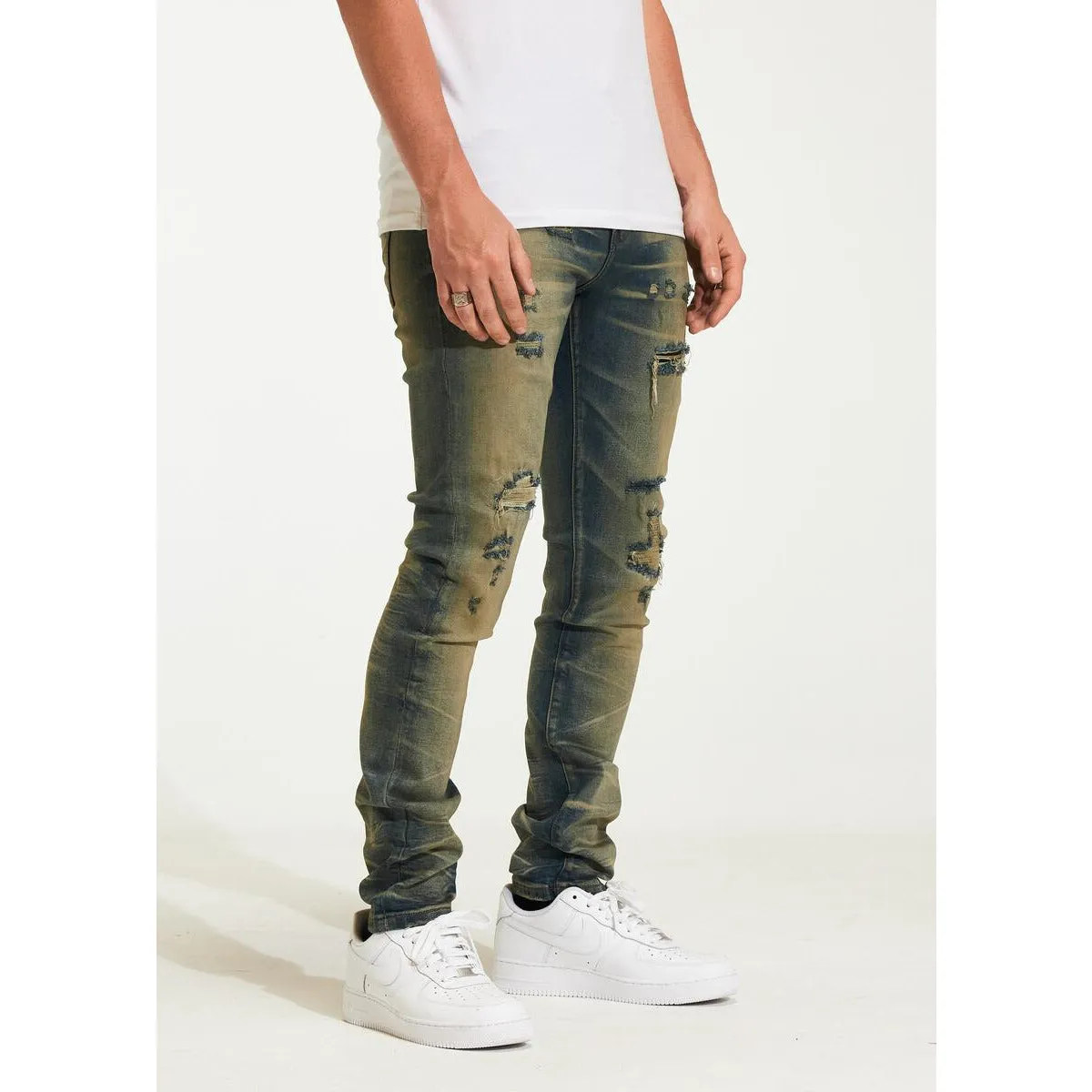 Crysp Denim Atlantic Blue Sand Ripped Jeans (CRYH22-204)
