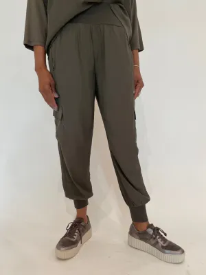 D-Satin Cargo Pants - Moss