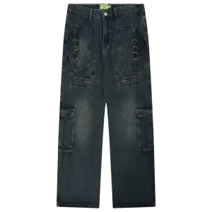 Dark Denim Utility Cargo Jeans