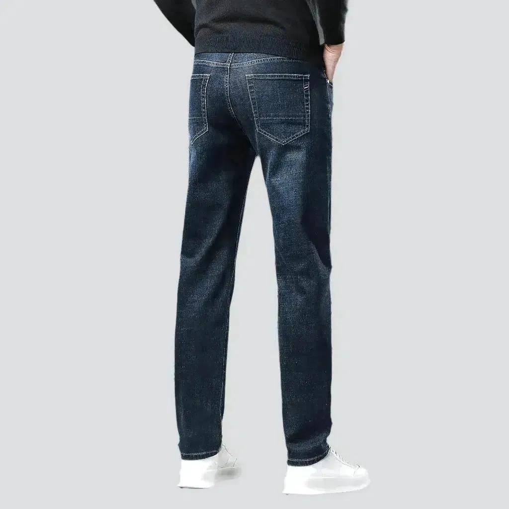 Dark-wash high-waist jeans
 for men
