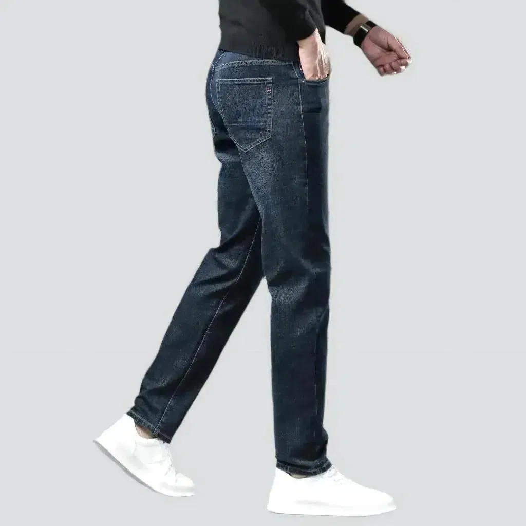 Dark-wash high-waist jeans
 for men