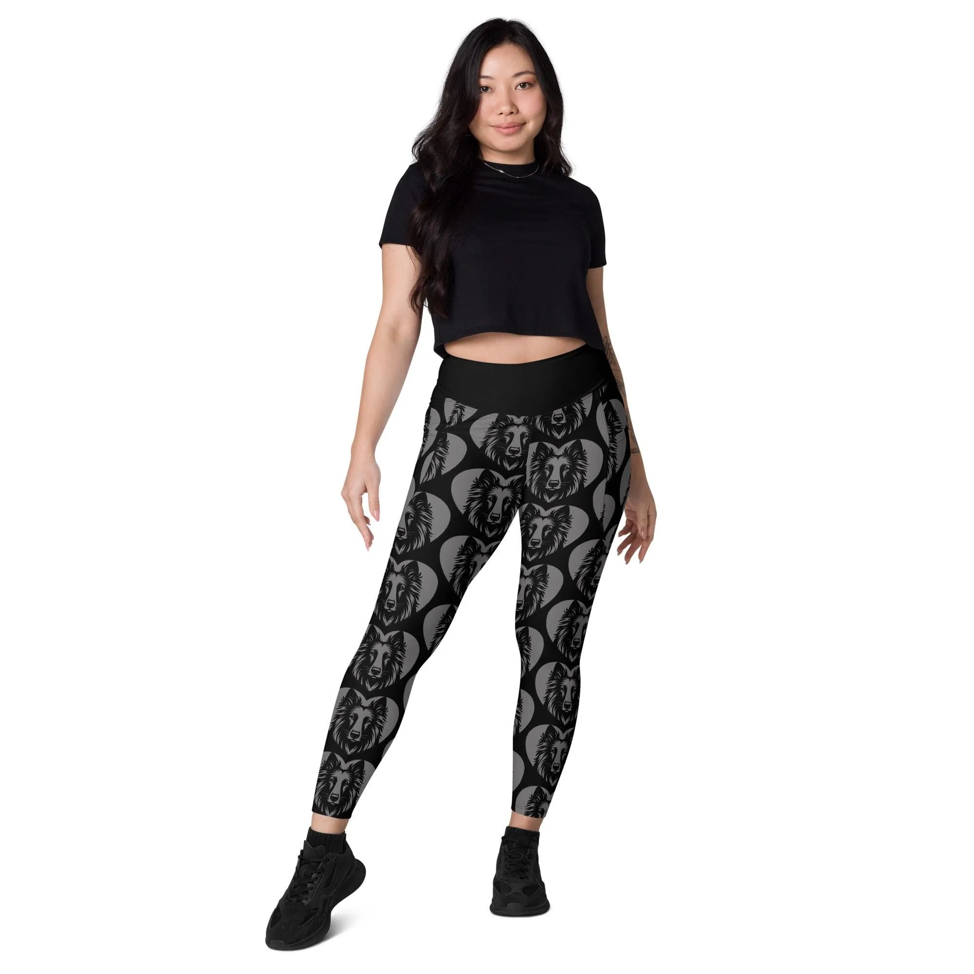 DOG BREED LEGGINGS with pockets - BELGIAN TERVUREN - HERTTAHOUND - grey