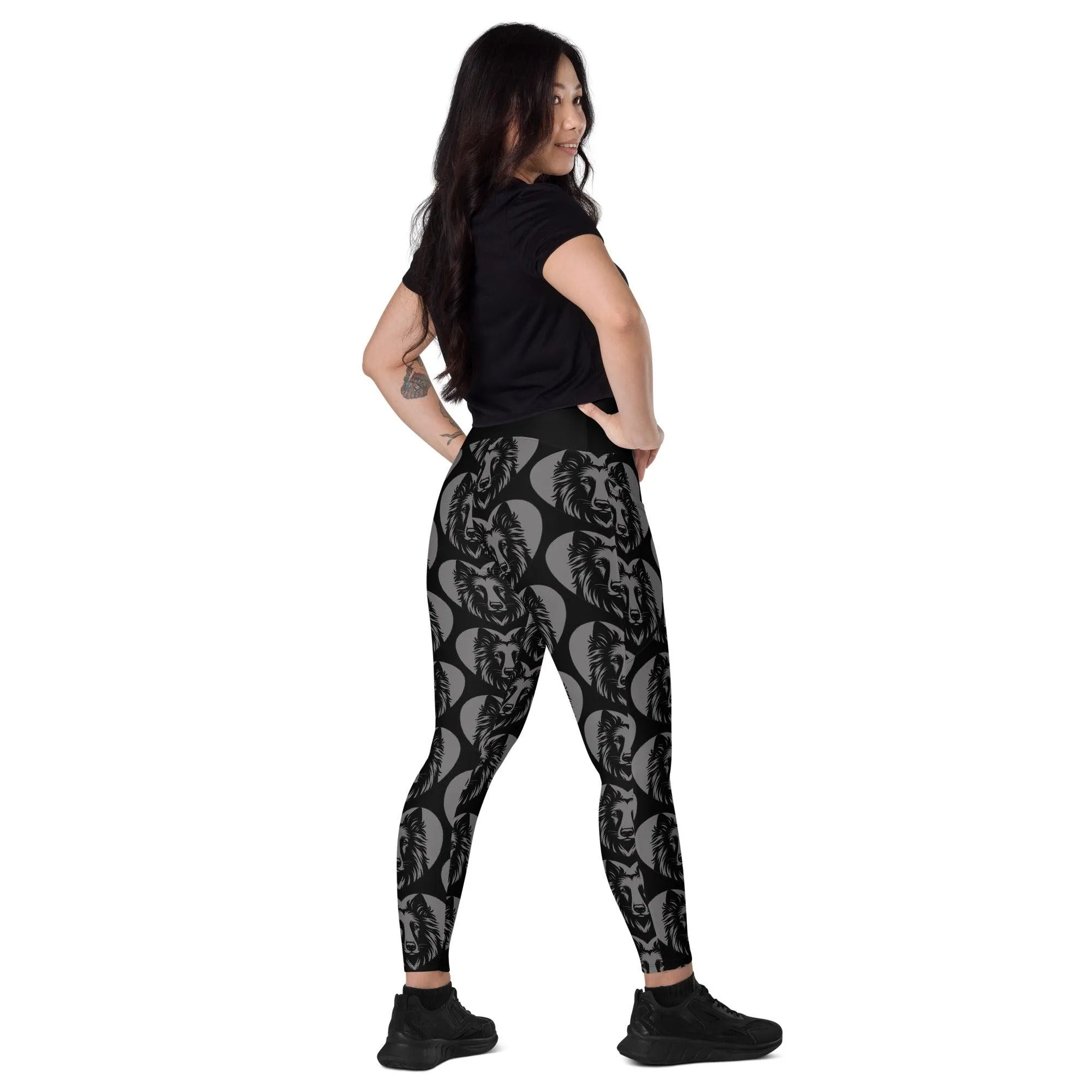 DOG BREED LEGGINGS with pockets - BELGIAN TERVUREN - HERTTAHOUND - grey