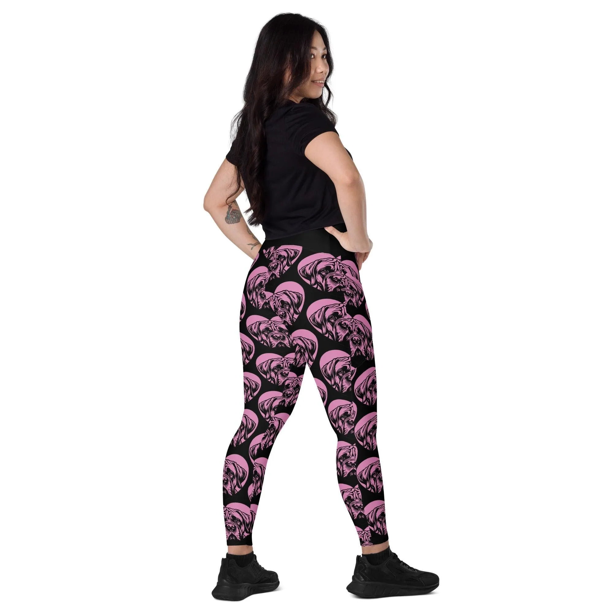 DOG BREED LEGGINGS with pockets - MASTIFF - HERTTAHOUND - pink