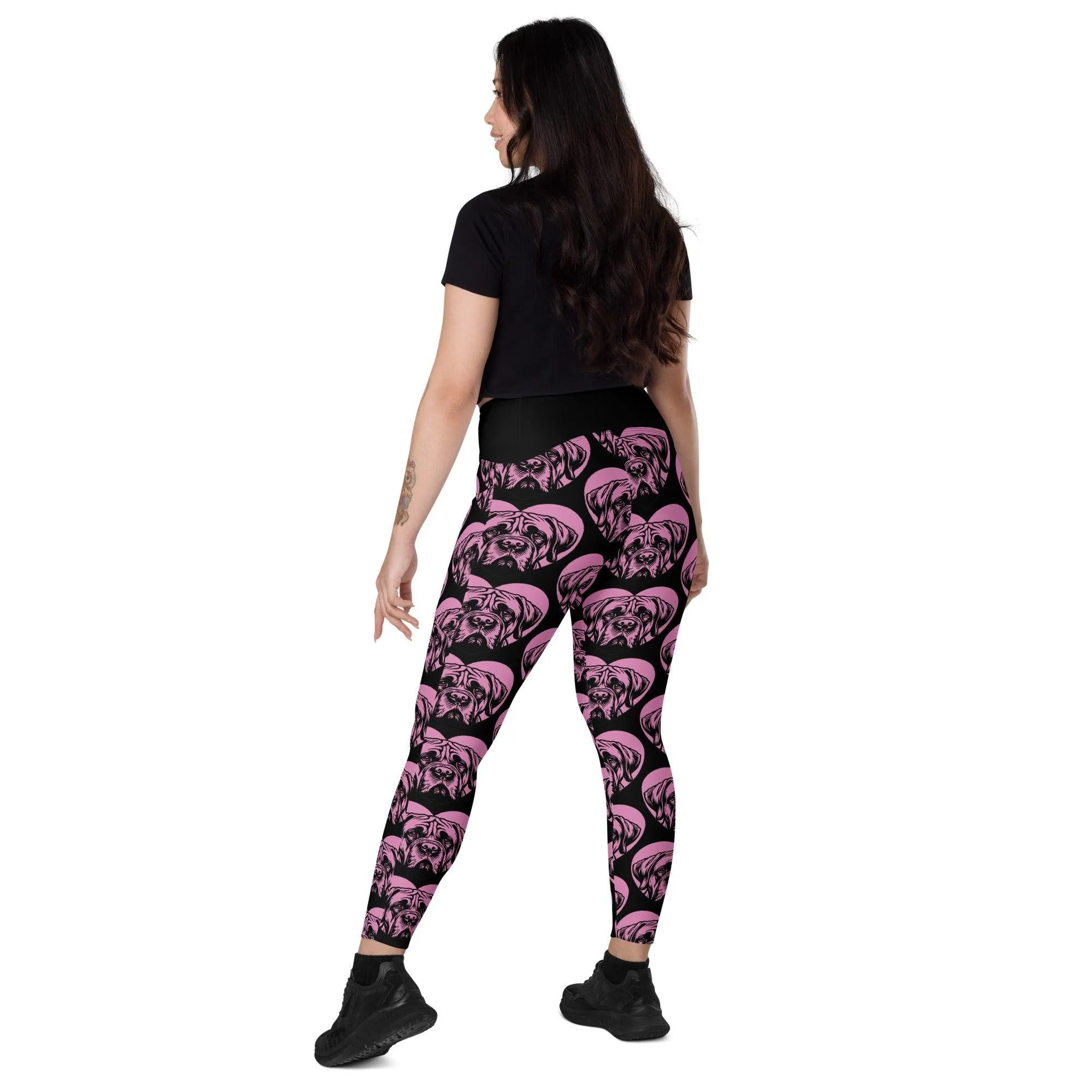 DOG BREED LEGGINGS with pockets - MASTIFF - HERTTAHOUND - pink