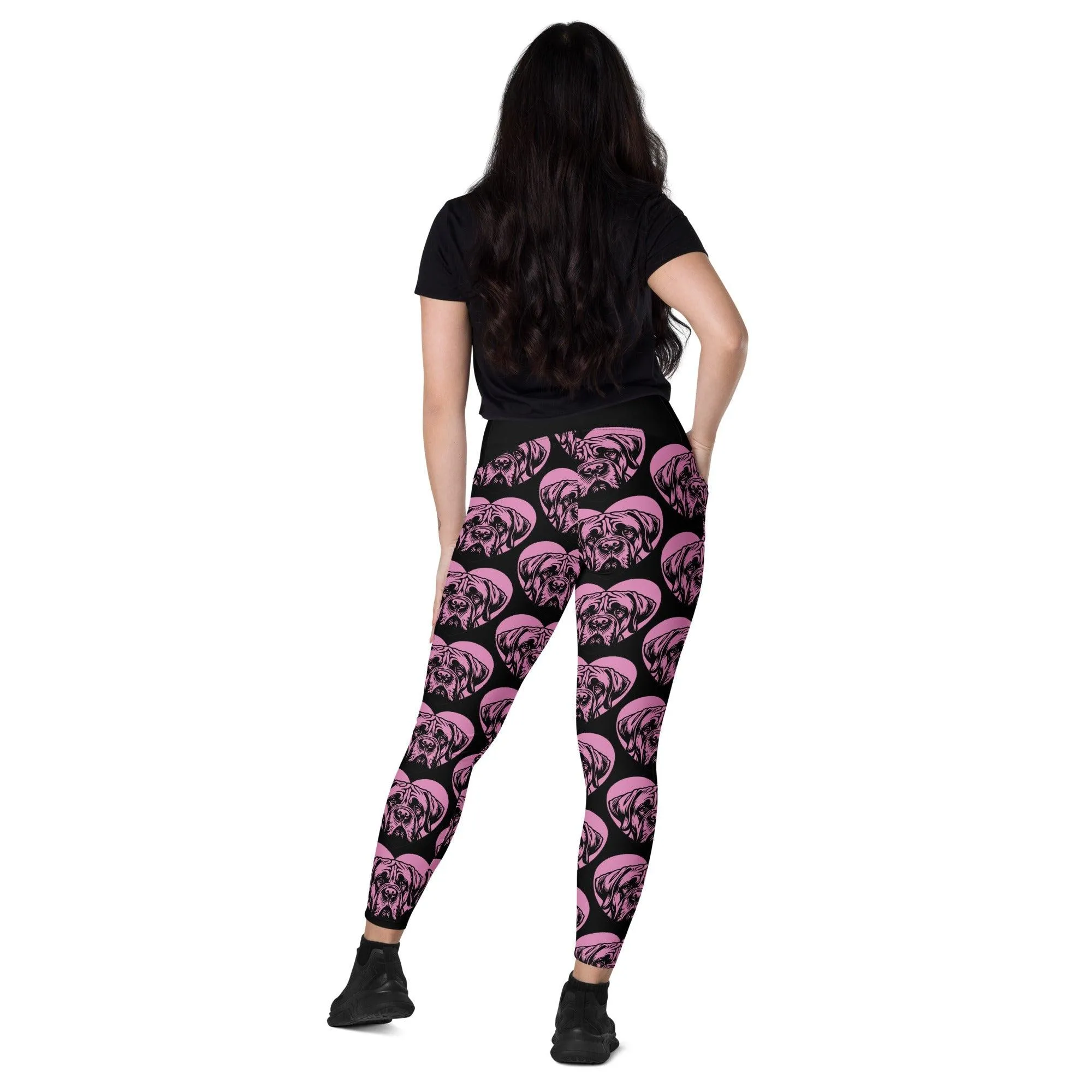 DOG BREED LEGGINGS with pockets - MASTIFF - HERTTAHOUND - pink