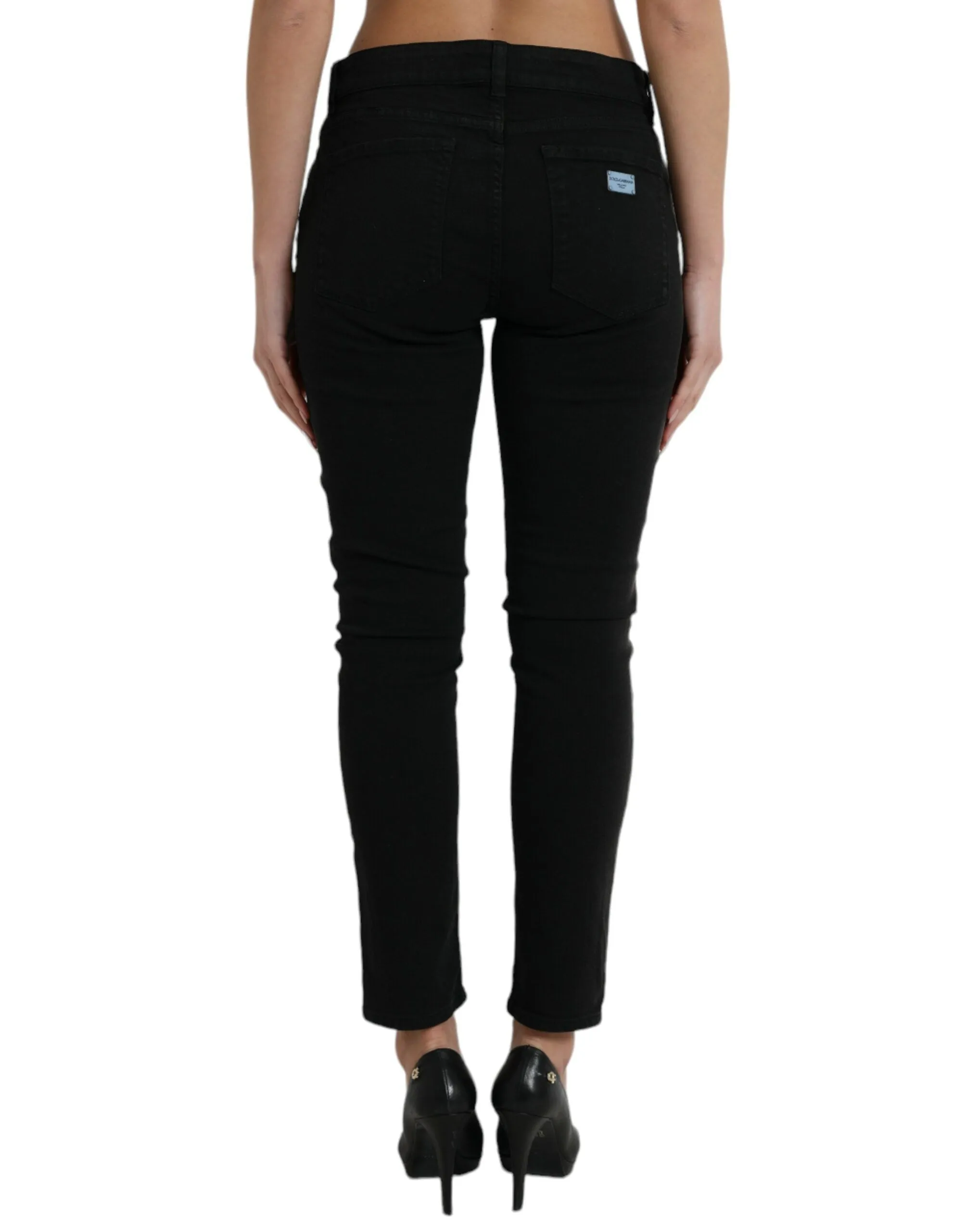 Dolce & Gabbana Elegant Mid Waist Stretch Jeans in Black