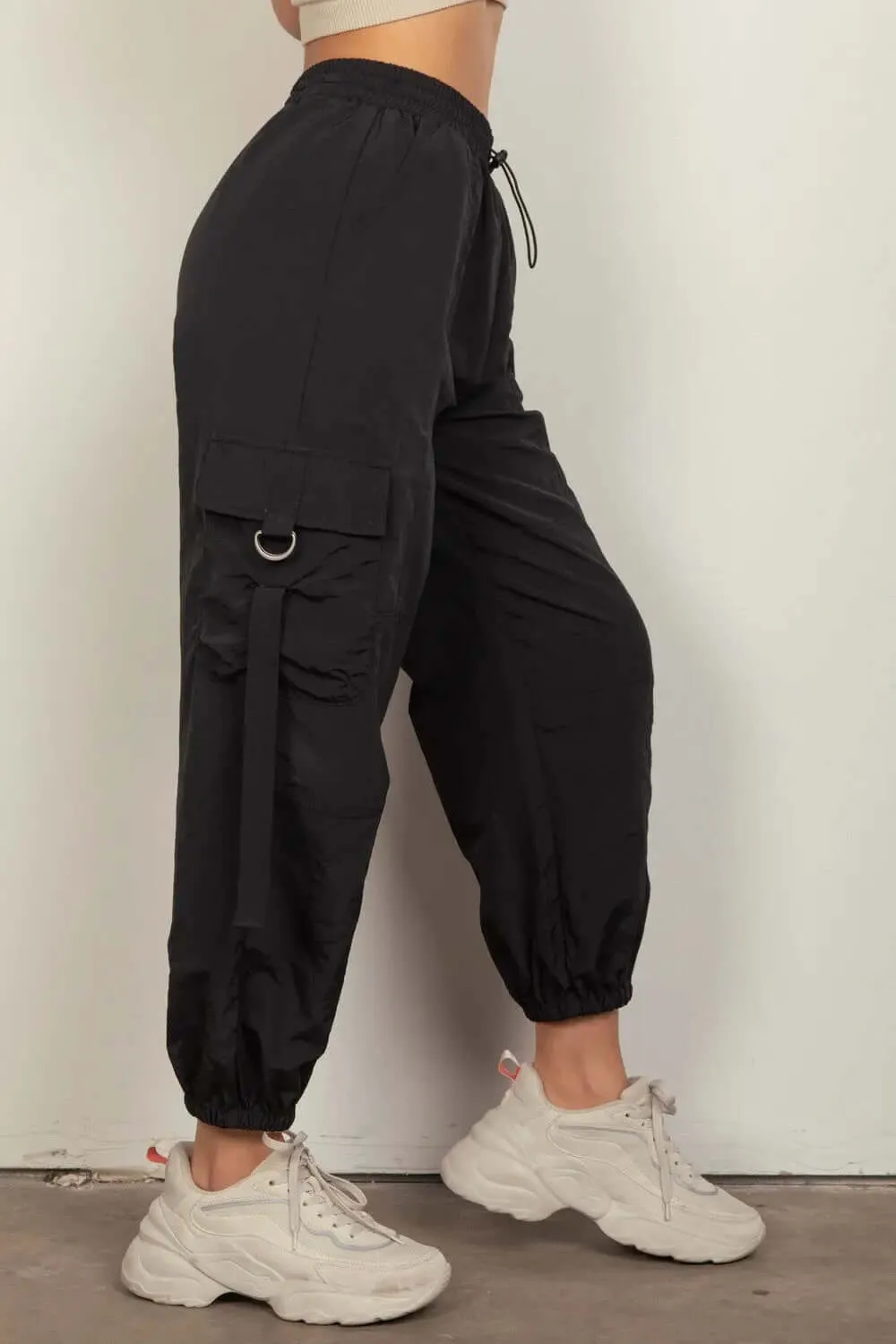 Elastic Waist Cargo Pants by VERY J