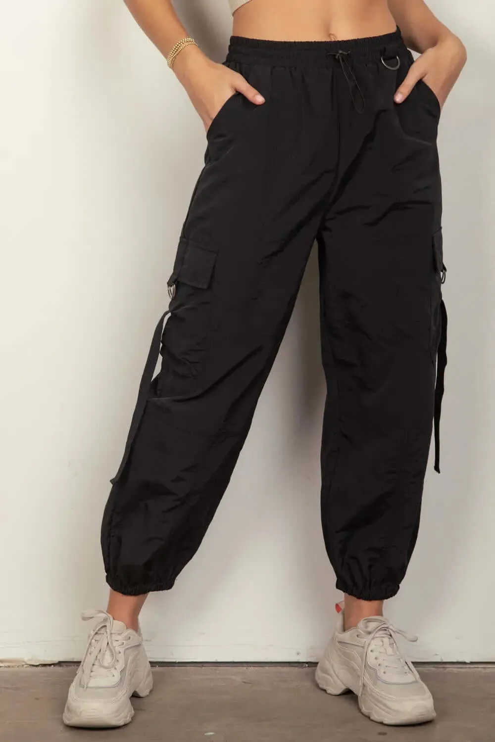 Elastic Waist Cargo Pants by VERY J