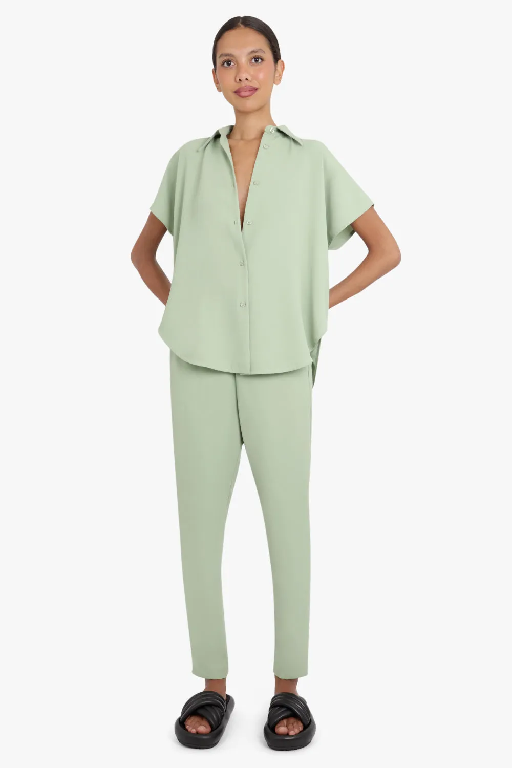 FLUID RELAXED SLIM LEG PANTS SAGE