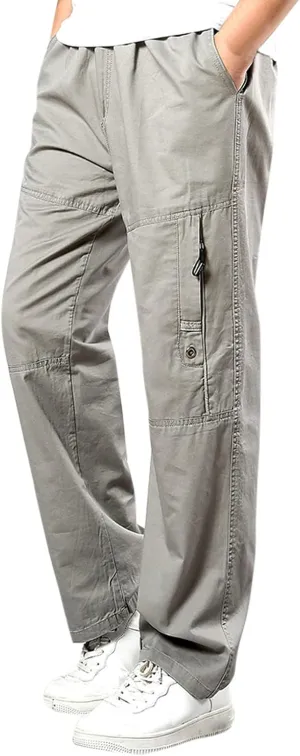 GIERIDUC Men's Water Resistant Hiking Pants Mens Loose Fit Corduroy Pants Loose Cargo Pants for Men Light Tan Corduroy Pants
