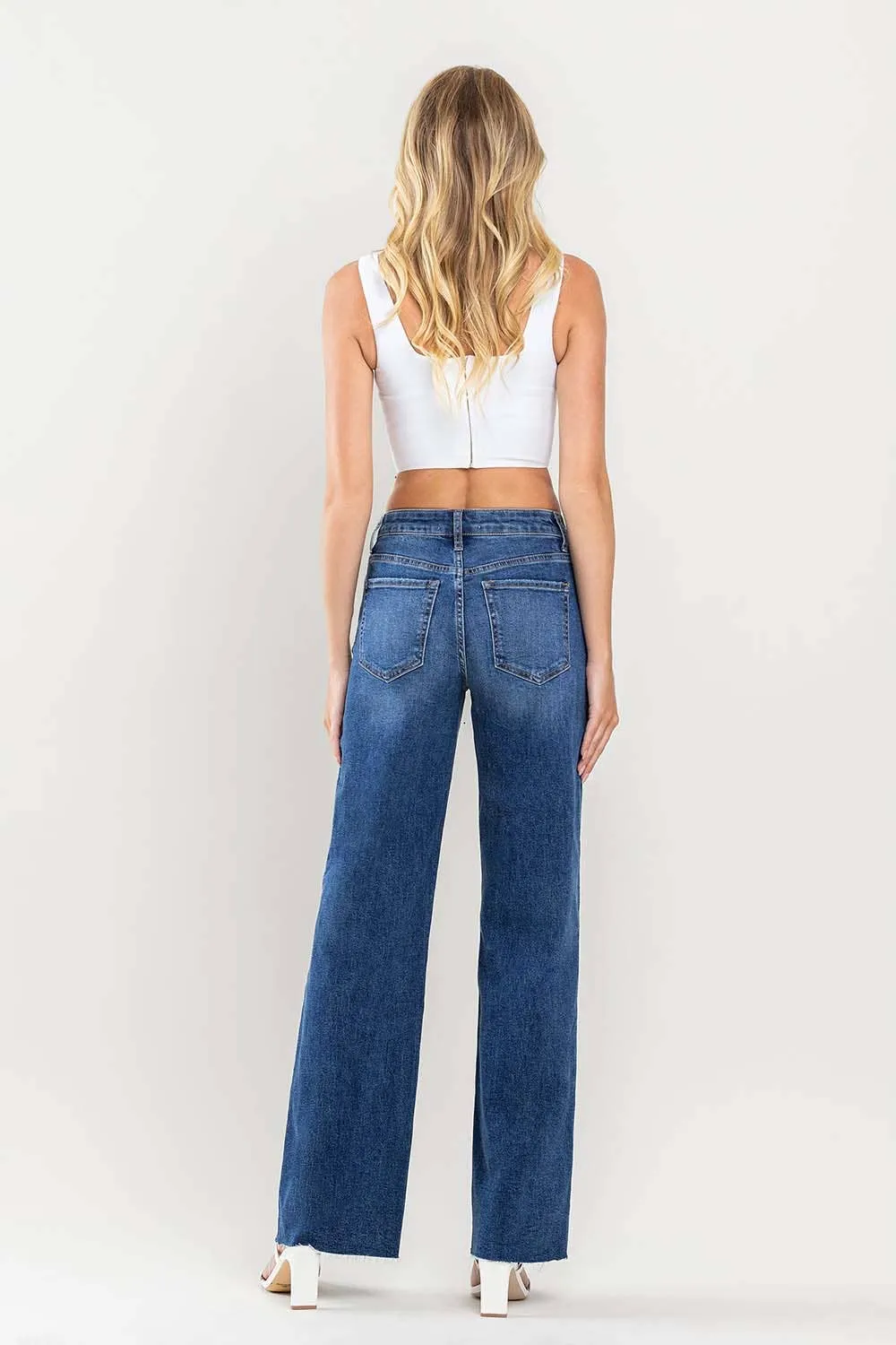 HIGH RISE CLEAN RAW HEM LOOSE JEANS