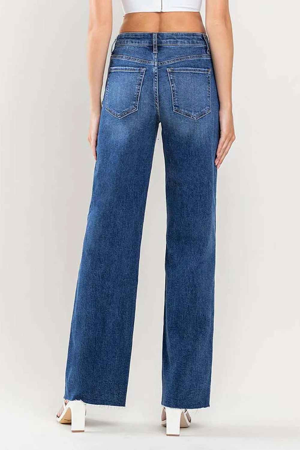 HIGH RISE CLEAN RAW HEM LOOSE JEANS