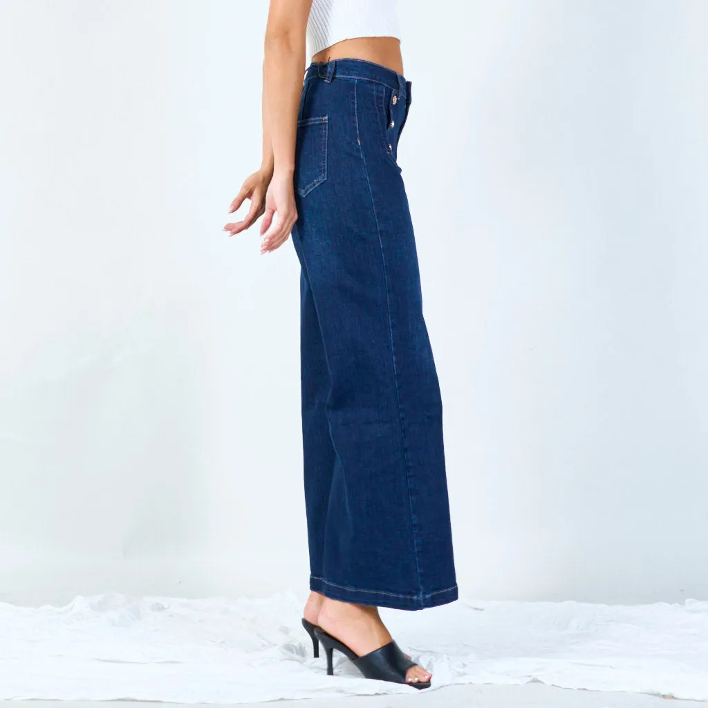 High-waisted sailor button denim pants wholesale
