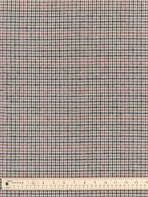 Houndstooth Wool Blend Heavy Suiting Deadstock - Cream   Black   Ochre   Bordeaux - Swatch