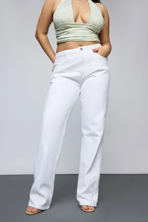 Icy Allure White Curve Tapered Jeans