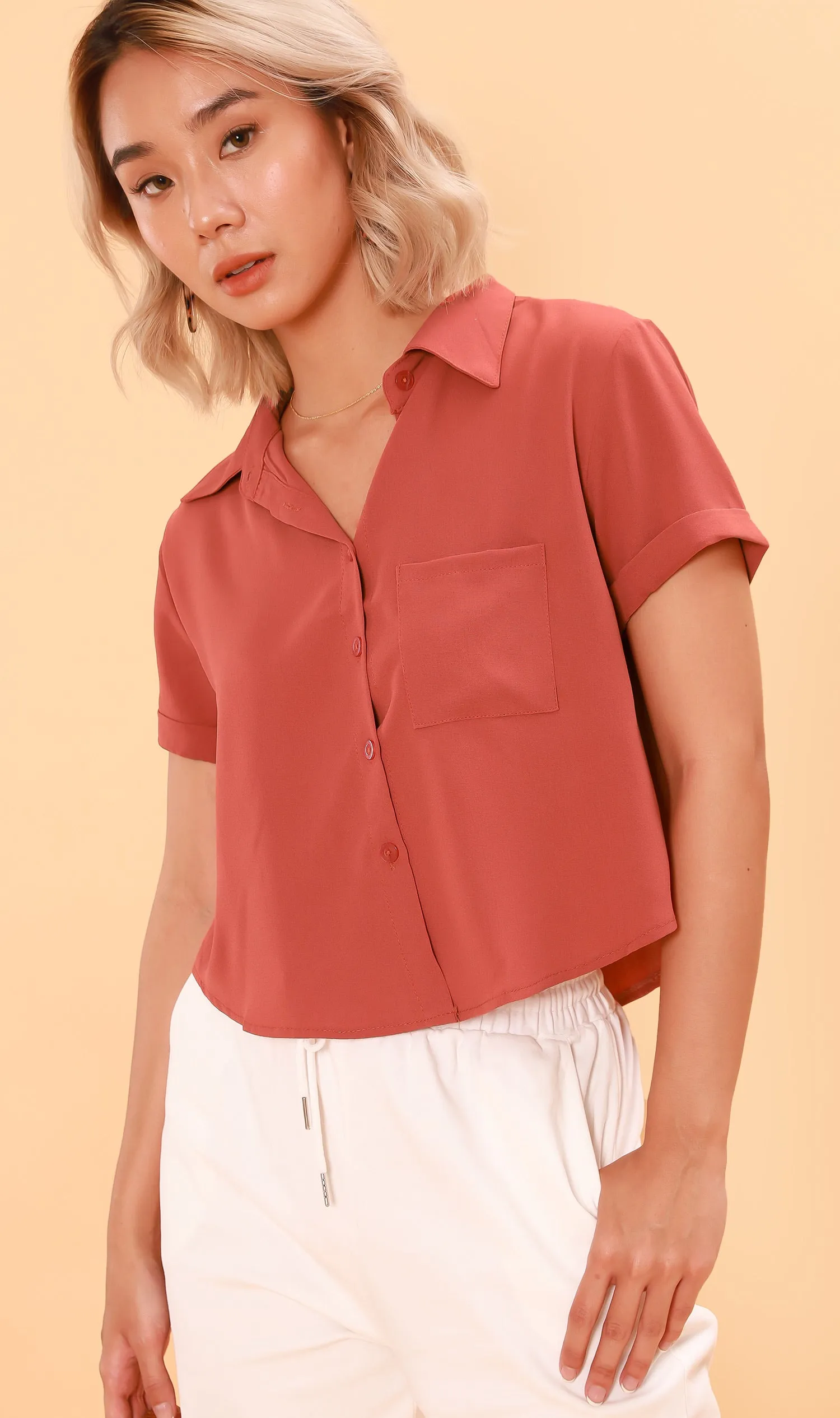 JESSI Button Down Shirt (Dusty Rose)