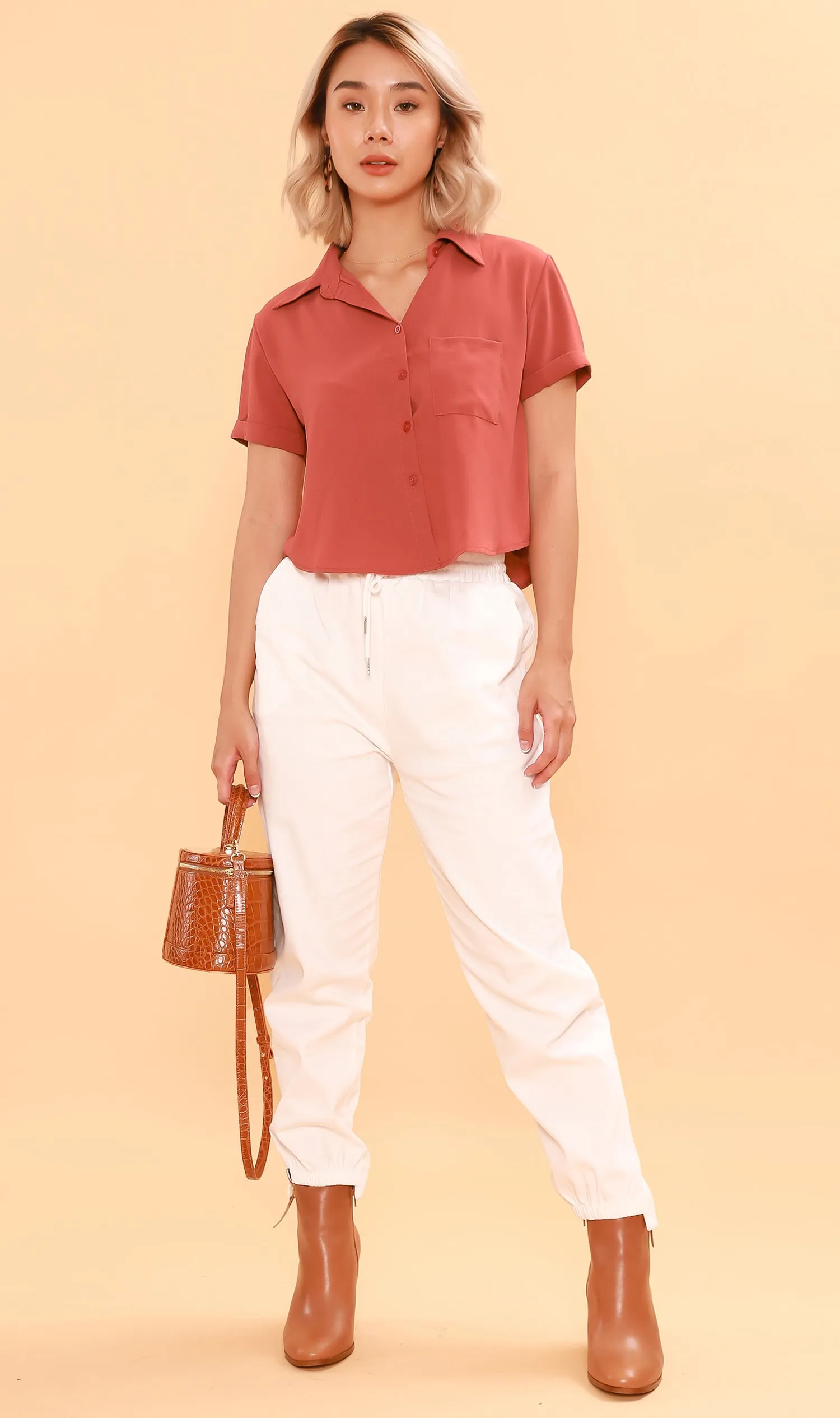 JESSI Button Down Shirt (Dusty Rose)