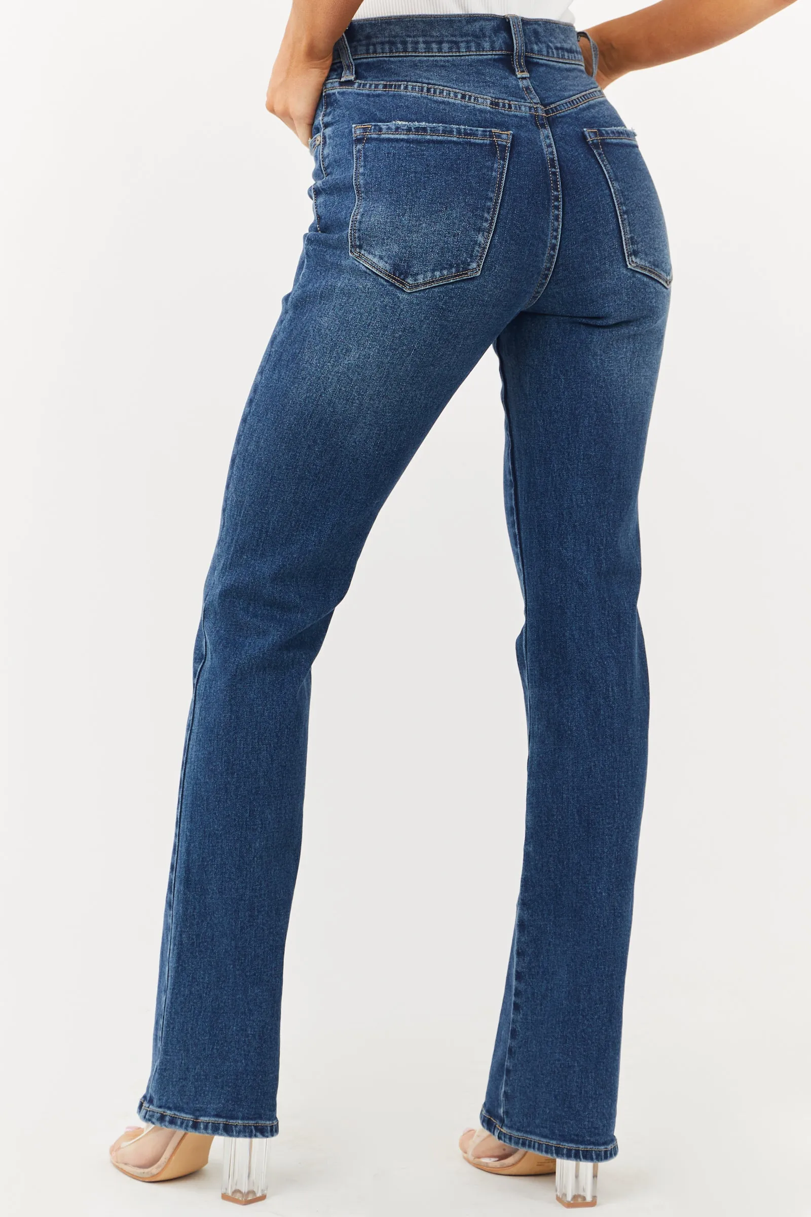 KanCan Vintage Dark High Rise Button Fly Bootcut Jeans