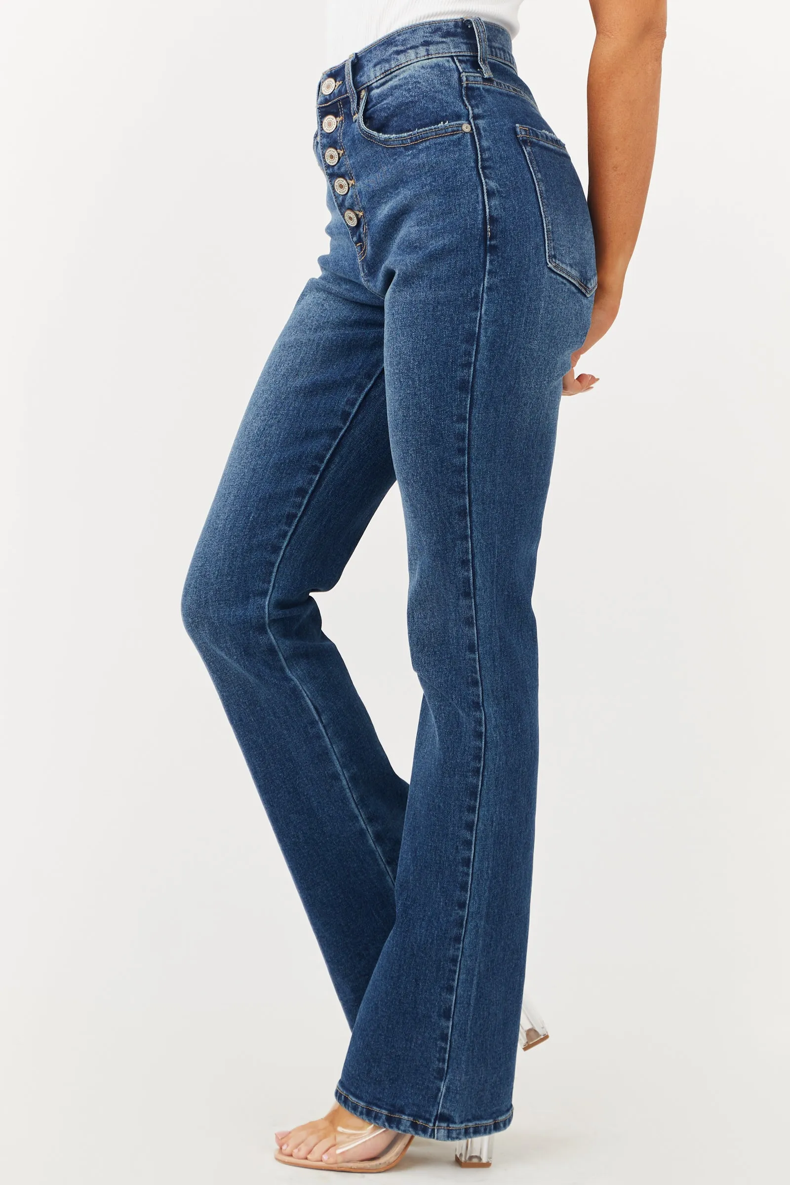 KanCan Vintage Dark High Rise Button Fly Bootcut Jeans