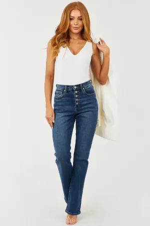 KanCan Vintage Dark High Rise Button Fly Bootcut Jeans
