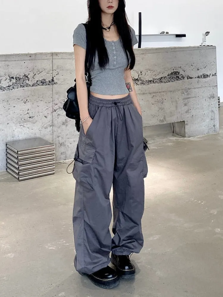 Korean Style Gorpcore Aesthetic Drawstring Cargo Pants