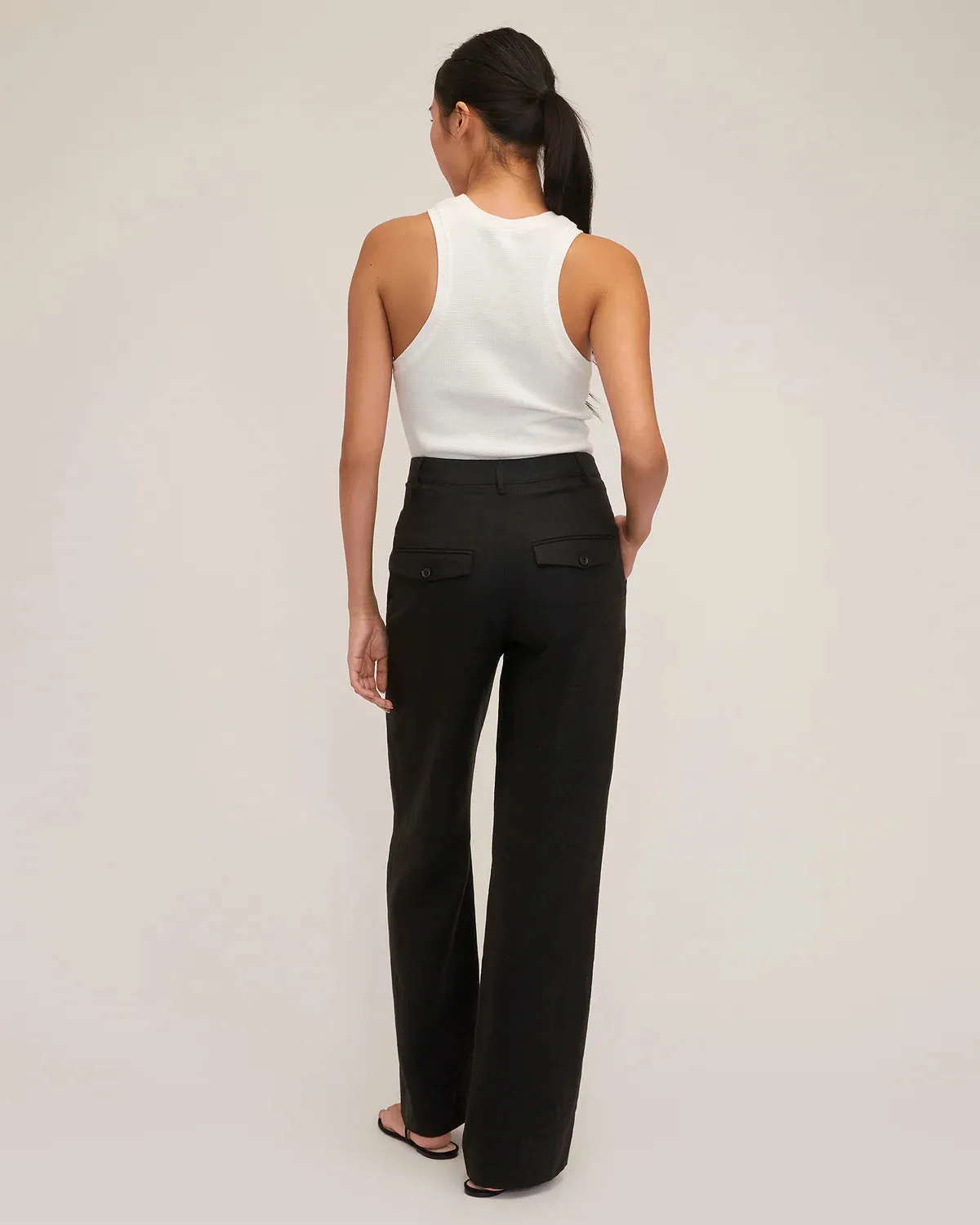 Marissa Webb Theo Linen Double Waist Pant