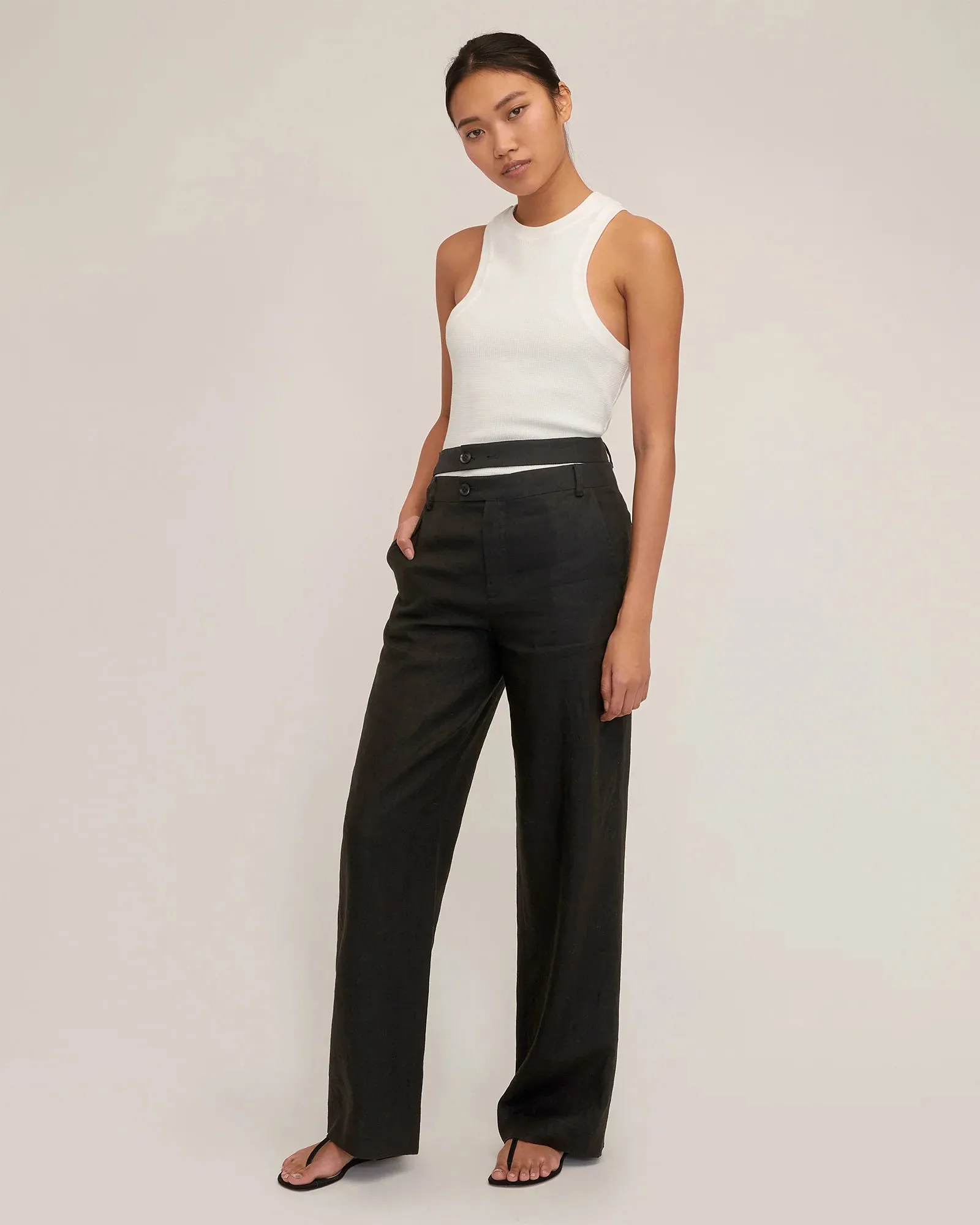 Marissa Webb Theo Linen Double Waist Pant