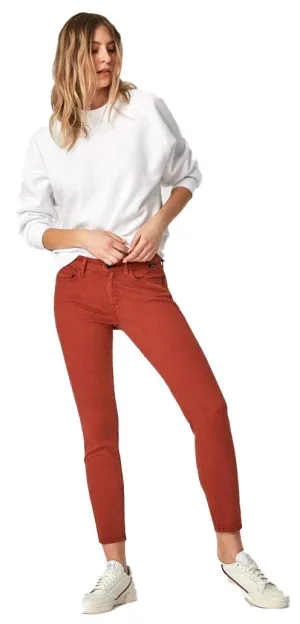 Mavi Women's Alexa Burnt Henna Sateen 34/28 Mid Rise Super Skinny Pants